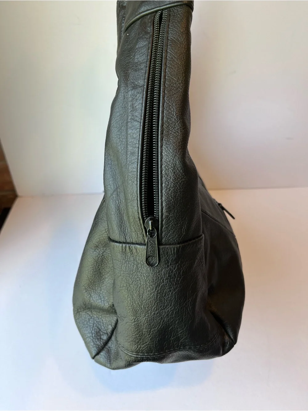 Vintage Patchwork Black Leather Hobo Bag Made in Mexico Shoulder Bag